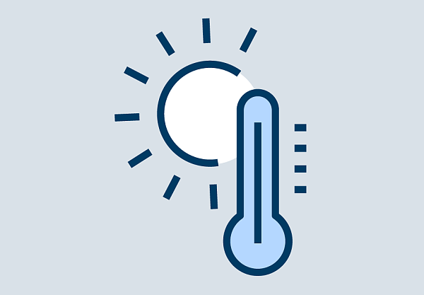 Thermometer und Sonne als Icon